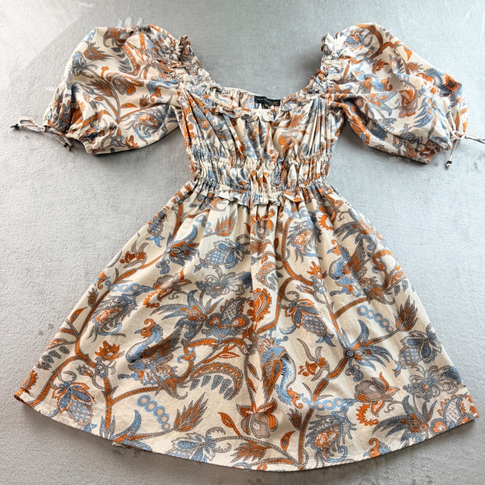 House of Harlow 1960 Nicole Richie Paisley Bird Print Cotton Dress Women's XS